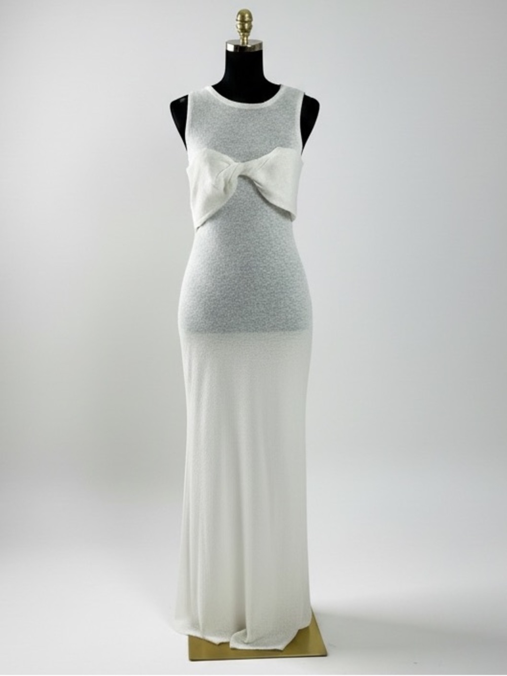 Sunday in Brooklyn Ivory Knit Maxi Cover Up‎ Bow Front Sleeveless Size XS NWT